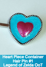 Heart Piece Container Hair Pin Legend of Zelda Ocarina of Time inspired Custom OOAK by TorresDesigns Torres Designs