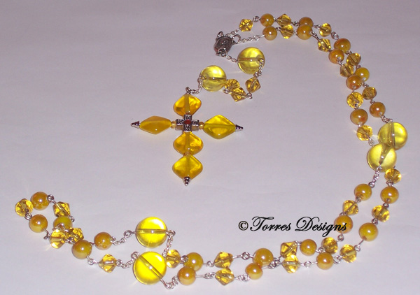 Canary Yellow Rosary and Large Cross