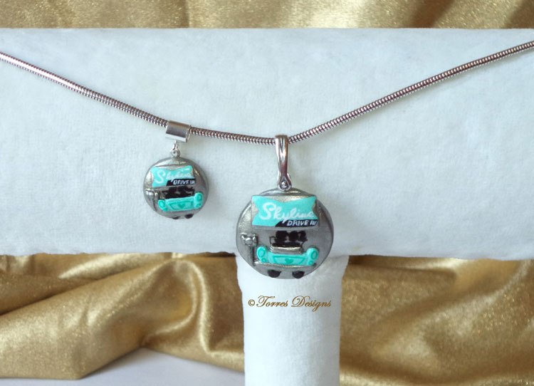 Drive-In Theater Sterling Silver Charm and Pendant