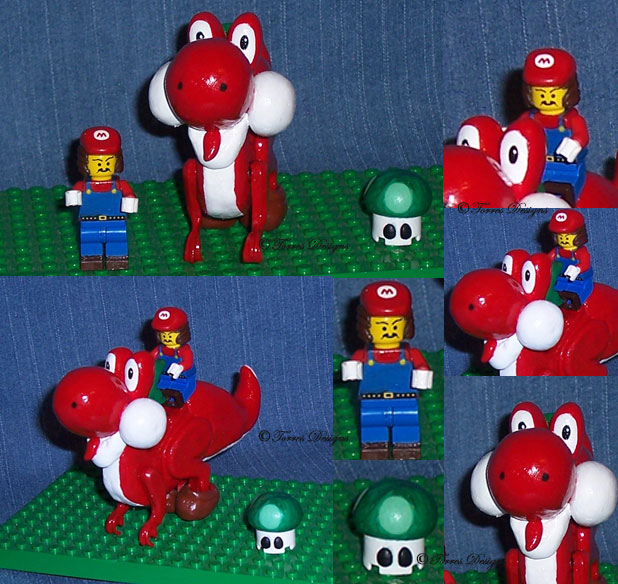 Lego Mario, Yoshi and Mushroom Nintendo Super Mario & Mario Sunshine