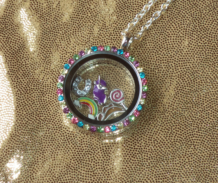 My Little Pony Friendship Is Magic Story Locket Pendant Necklace Floating Glass and Metal Charms
