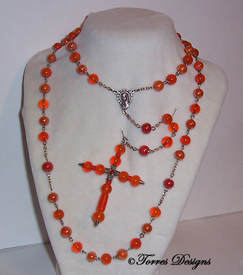 Orange Rosary and Large Cross