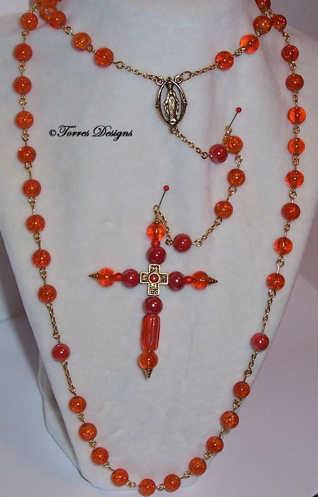 Orange Rosary and Large Cross #2