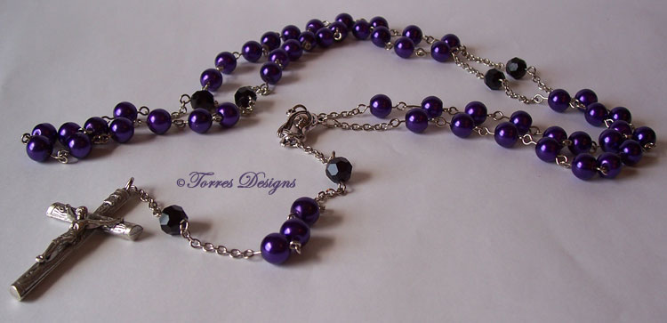 Dark Purple Pearl Swarovski Rosary