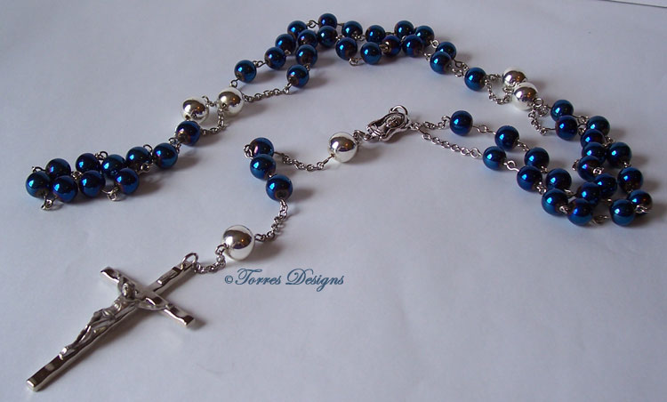 Royal Blue Fire Polish Rosary