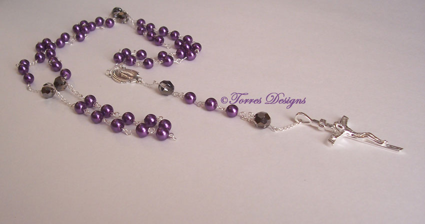 Dark Purple Pearl Swarovski Rosary