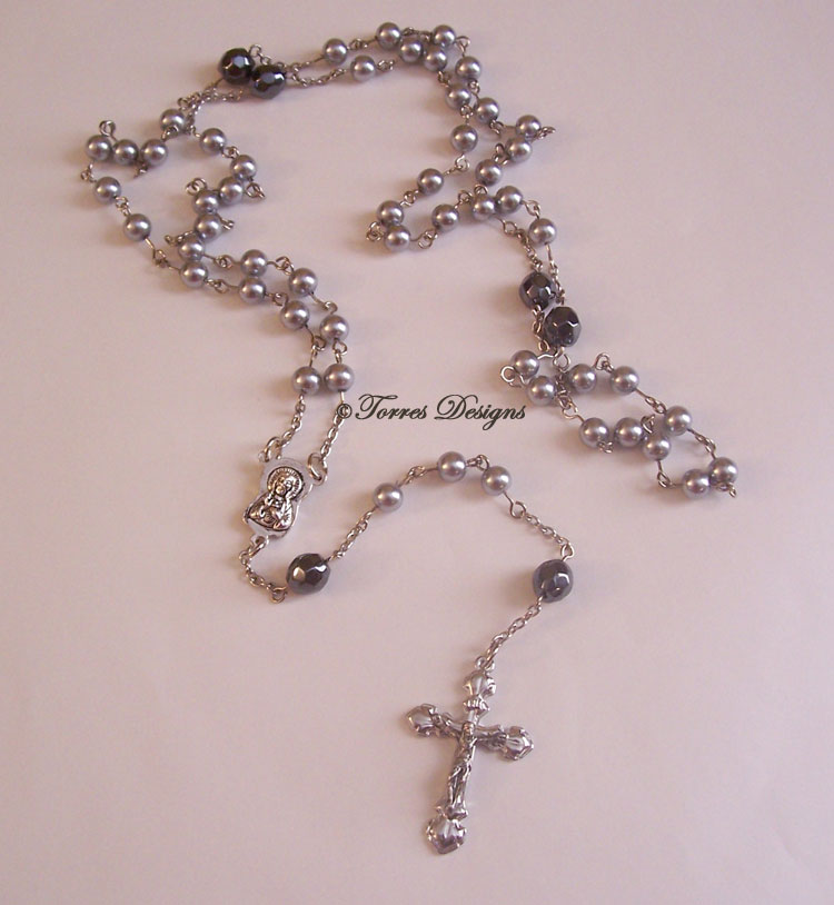 Rosary – Silver Pearl Beads