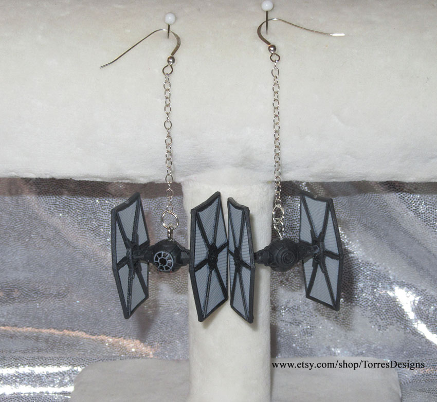 Star Wars Tie Fighter Dangle Sterling Silver Hooks Earrings 