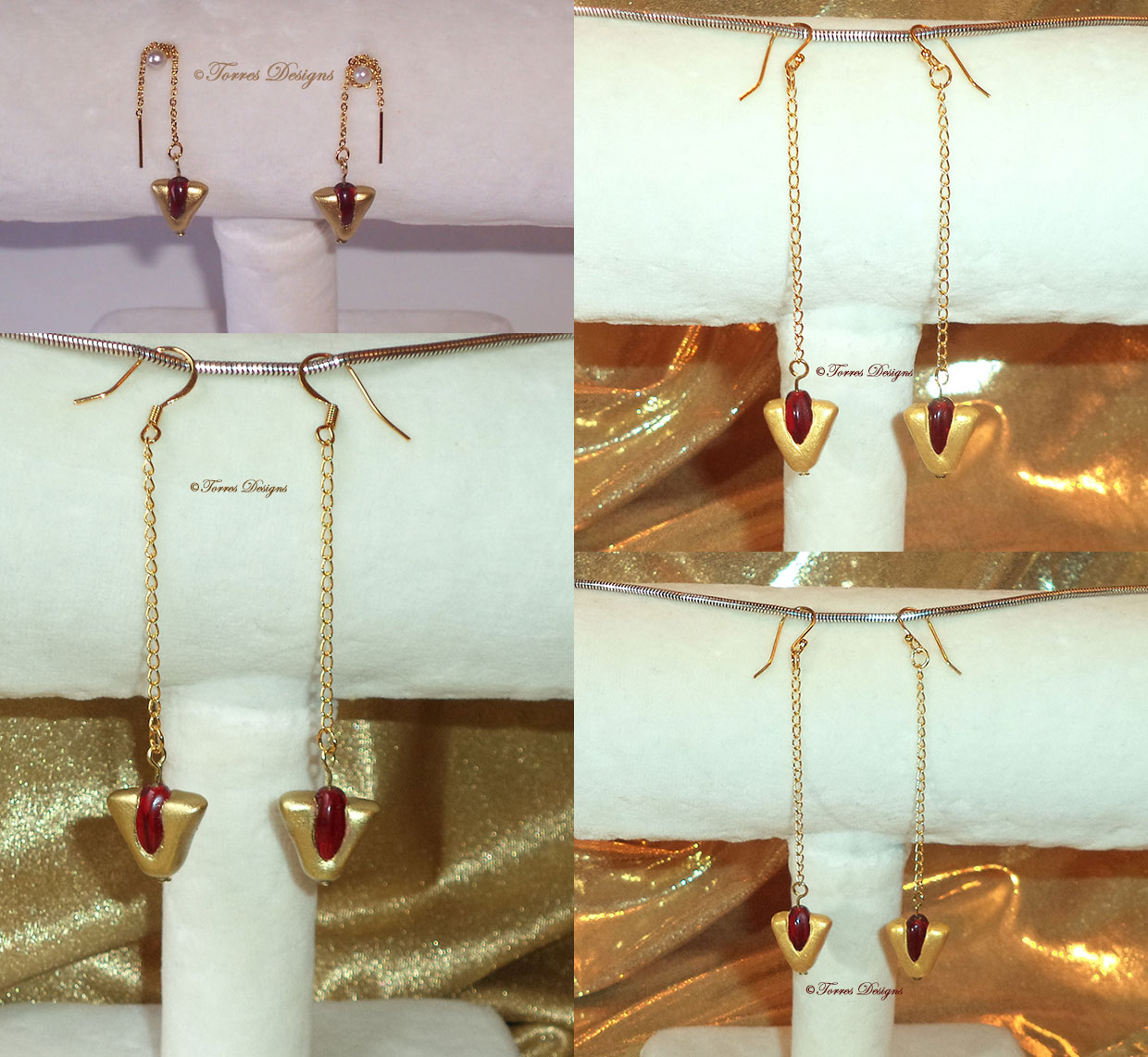 Goron Ruby Earrings with 14K Gold Chain Hooks Legend of Zelda – Ocarina of Time