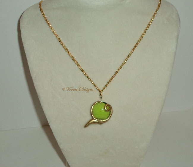 Kokiri Emerald Large Pendant Necklace 3ds Legend of Zelda Ocarina of Time Handmade Hand Sculpted Custom made OOAK One of a Kind TorresDesigns Torres Designs