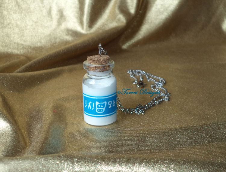 Lon Lon Ranch Glass Milk Bottle Pendant Necklace Legend of Zelda Hand Painted Custom OOAK One of a Kind TorresDesigns Torres Designs